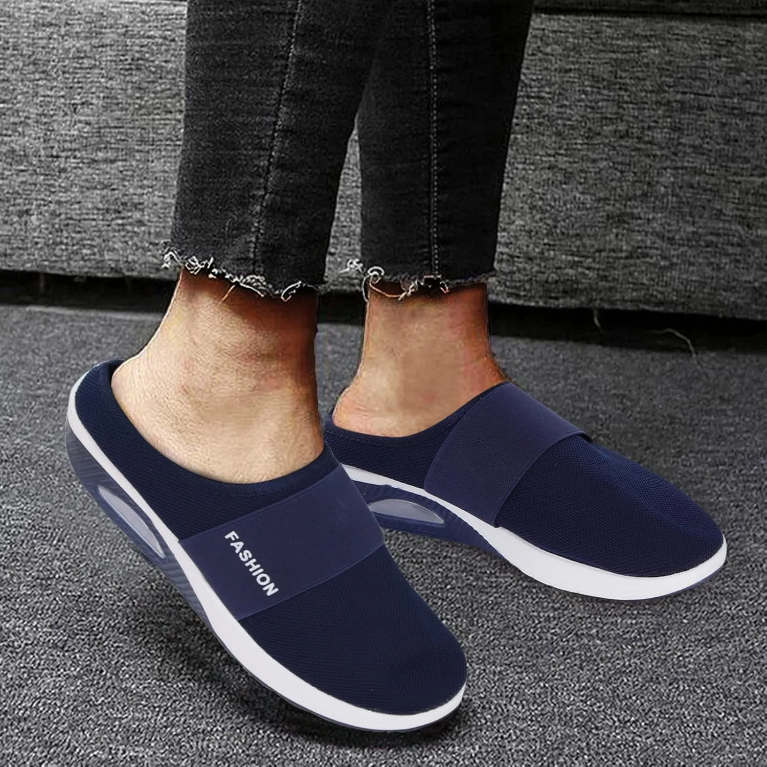 Orthopedic Walking Shoes Air-Cushion Mules for Women 2025 Casual Mesh Summer Slip-On Breathable Slippers Closed Toe Diabetic Slingback Slides with Arch-Support