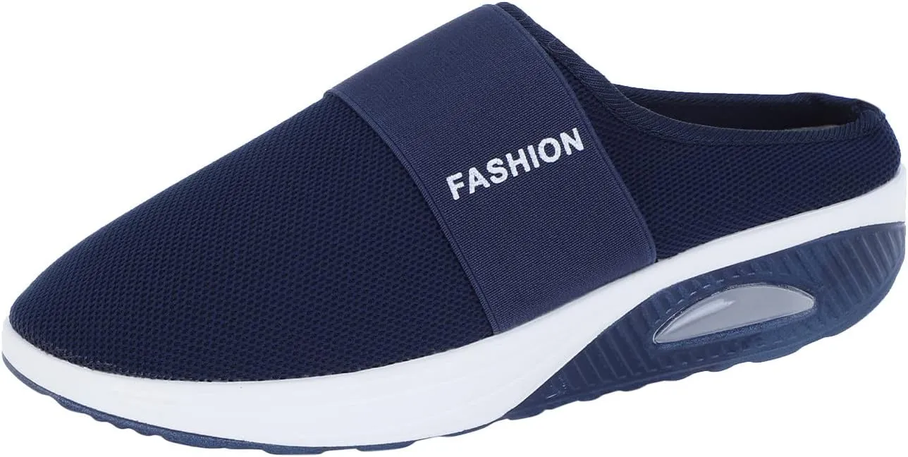 Orthopedic Walking Shoes Air-Cushion Mules for Women 2025 Casual Mesh Summer Slip-On Breathable Slippers Closed Toe Diabetic Slingback Slides with Arch-Support