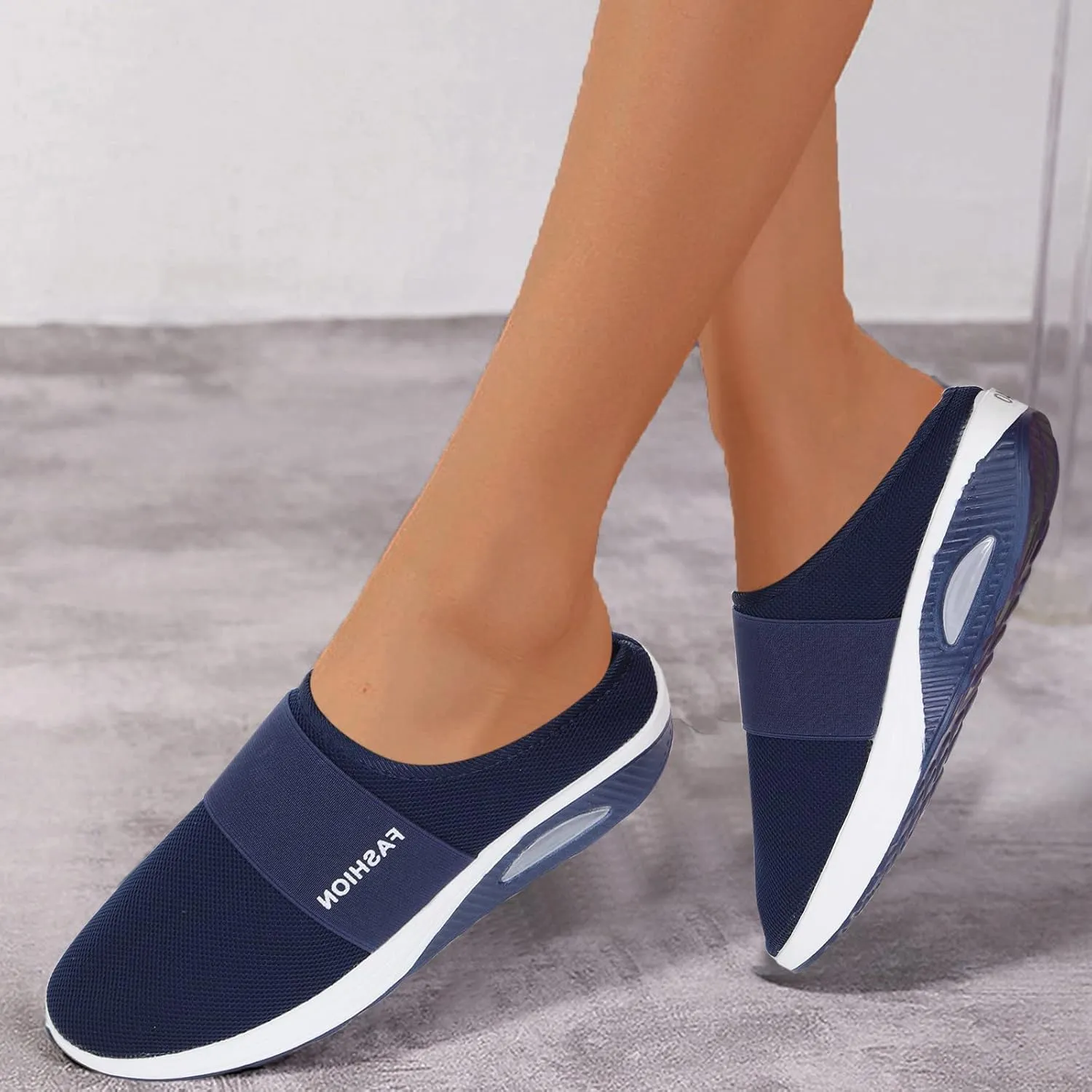 Orthopedic Walking Shoes Air-Cushion Mules for Women 2025 Casual Mesh Summer Slip-On Breathable Slippers Closed Toe Diabetic Slingback Slides with Arch-Support