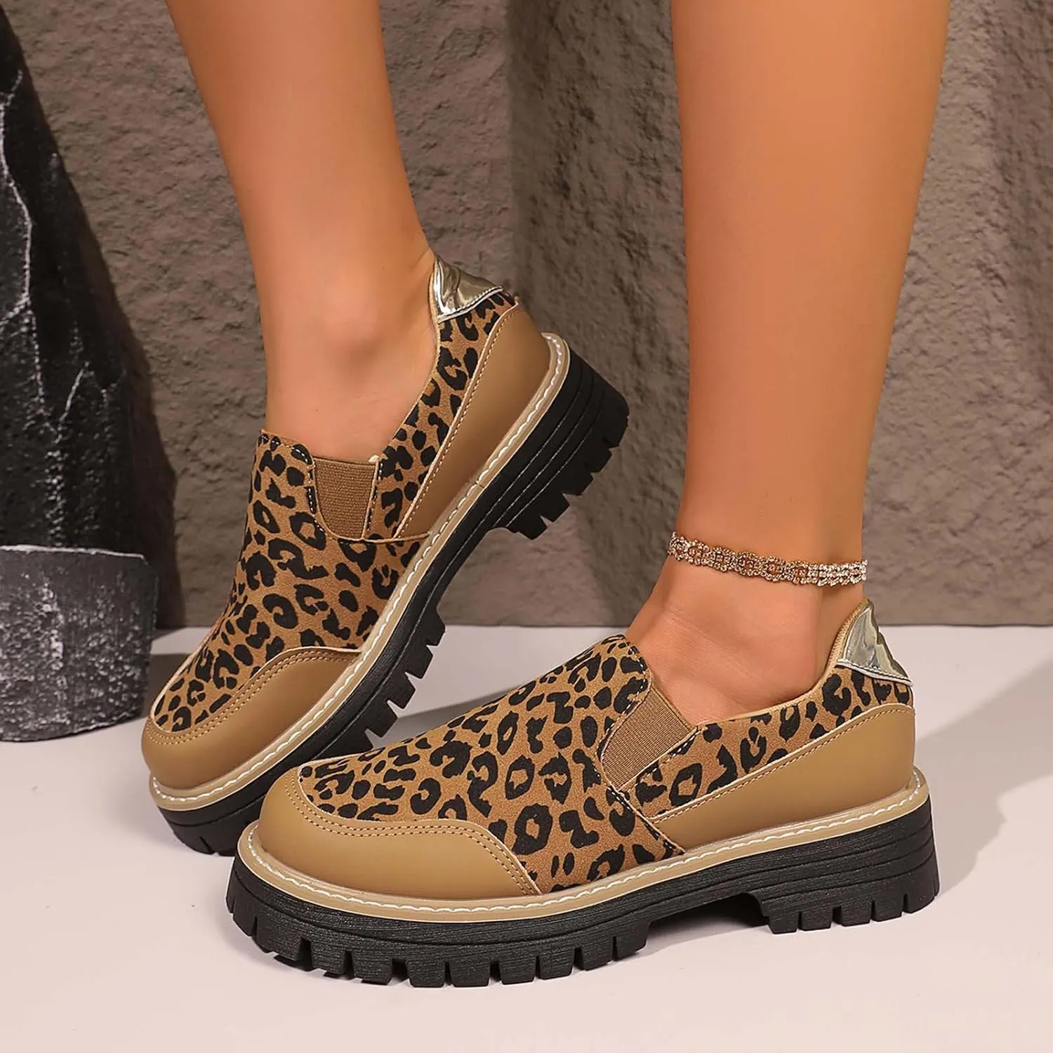 Oxford Shoes for Women Wide Platform Loafers Chunky Penny Loafers Slip-Ons Business Shoes Comfy Moccasins Shoe