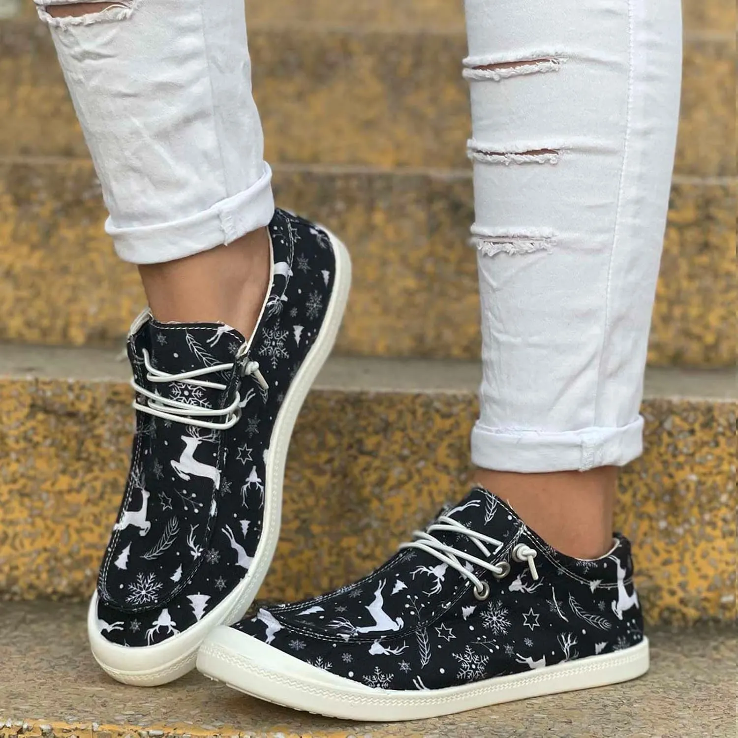 Plaid Sneakers Women Walking Sneakers for Women Wide Width Mens Loafers Christmas Sneakers for Women 2024 Fashion Casual Comfy Soft October 11-12