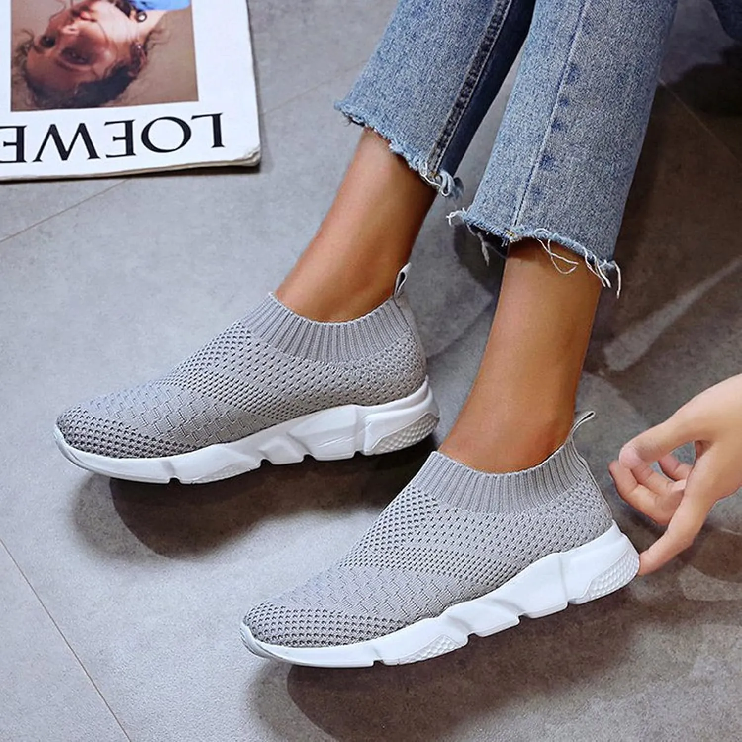 Platform Sneakers for Women 2023 Non Slip Zapatillas Blancas para Mujer De Tacon Bajo Black Tennis Shoes for Women Non Slip Women's Sneakers Wide Zapatos De Trabajo para Mujer
