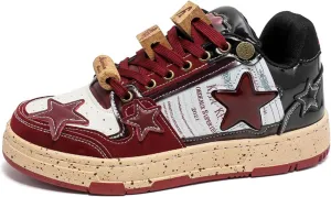 Premium Leather Y2K Retro Star Pattern Sneakers for Casual Wear with Comfortable Fit and Non-Slip Sole