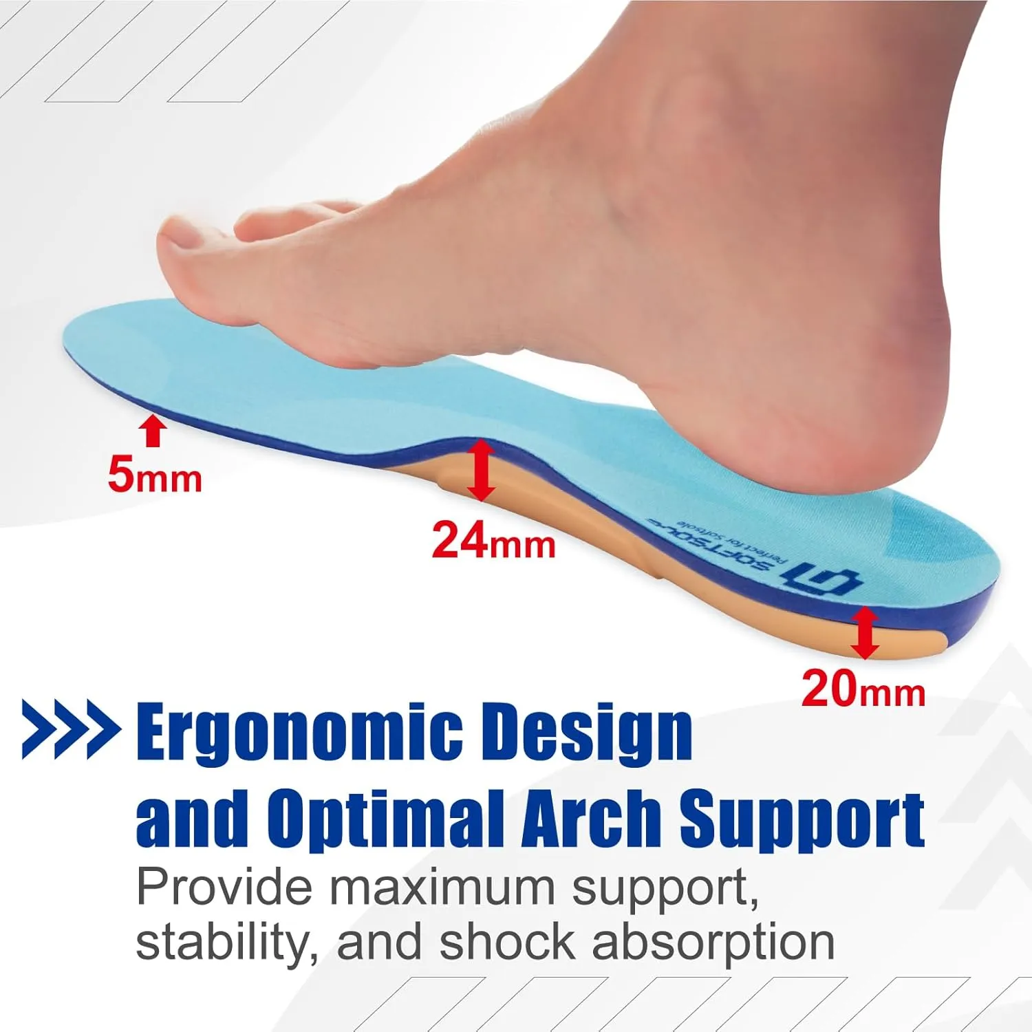 Running Insoles for Men - GED Sports Inserts for Plantar Fasciitis Relief, Arch Support for Runners and Athletics - Orthotic Inserts for Stability and Cushioning, Minimize Foot Fatigue （US 9-9.5）