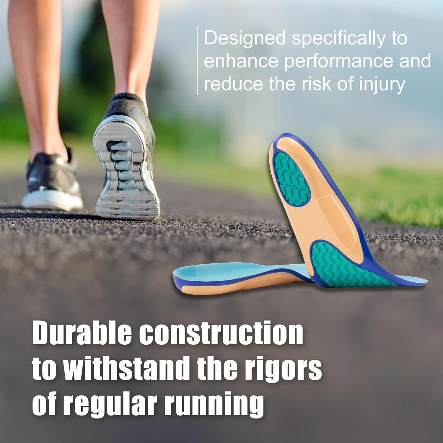Running Insoles for Men - GED Sports Inserts for Plantar Fasciitis Relief, Arch Support for Runners and Athletics - Orthotic Inserts for Stability and Cushioning, Minimize Foot Fatigue （US 9-9.5）