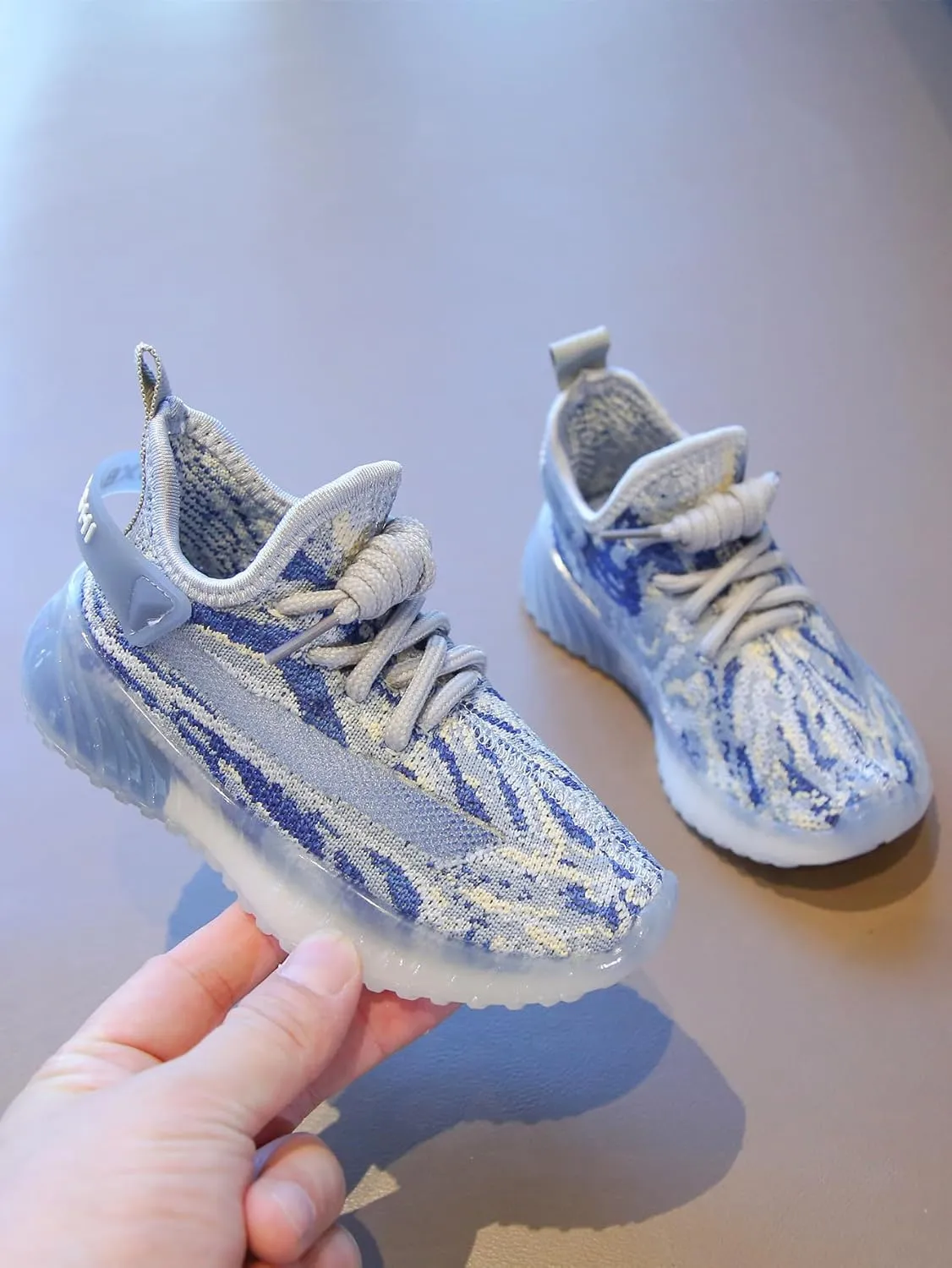 Running Shoes with Mesh Upper, Gray and White, Athletic Sneakers