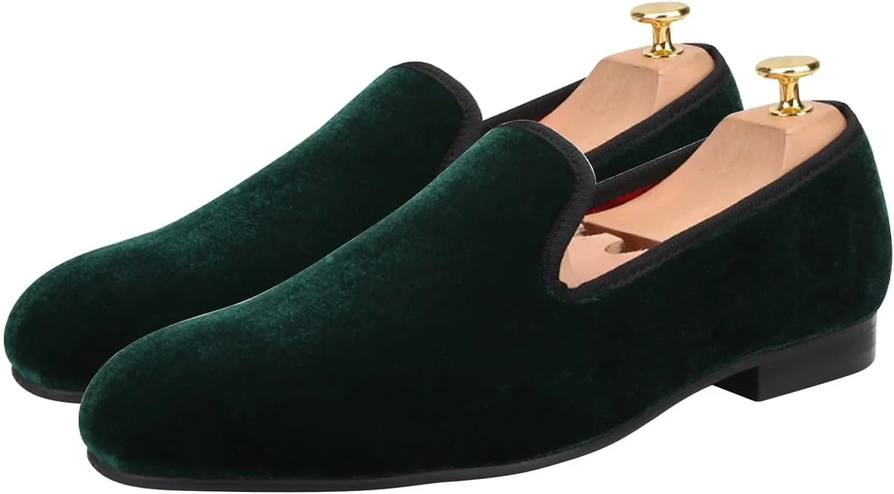 Santimon Mens Loafers Slip On Wedding Dress Velvet Penny Loafers Fashion Tuxedo Casual Business Luxury Suede Shoes Prom Smoking Party Disco Moccasins for Men