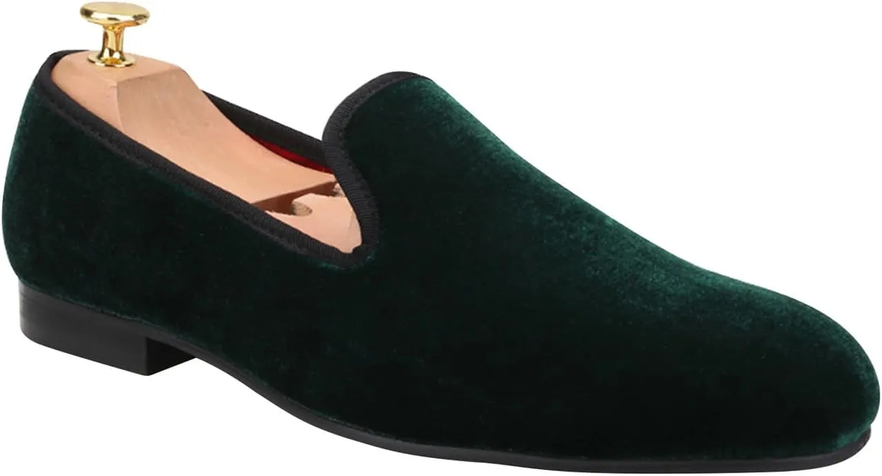 Santimon Mens Loafers Slip On Wedding Dress Velvet Penny Loafers Fashion Tuxedo Casual Business Luxury Suede Shoes Prom Smoking Party Disco Moccasins for Men
