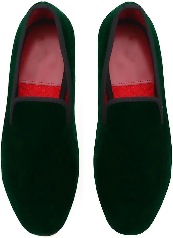 Santimon Mens Loafers Slip On Wedding Dress Velvet Penny Loafers Fashion Tuxedo Casual Business Luxury Suede Shoes Prom Smoking Party Disco Moccasins for Men