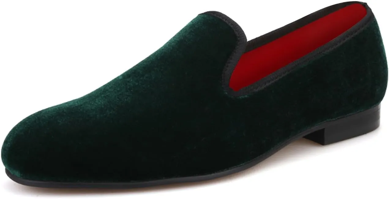 Santimon Mens Loafers Slip On Wedding Dress Velvet Penny Loafers Fashion Tuxedo Casual Business Luxury Suede Shoes Prom Smoking Party Disco Moccasins for Men
