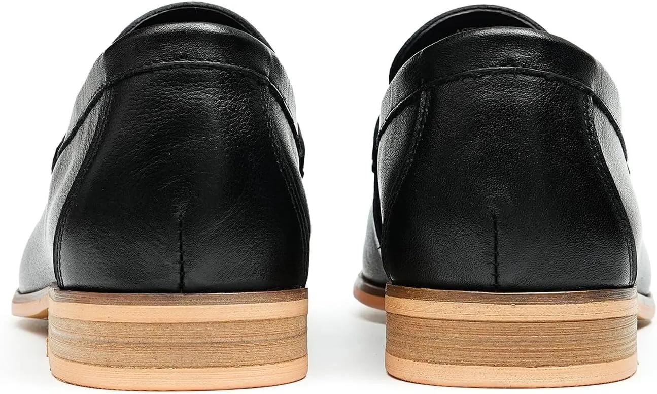 Santimon Men’s Tassel Loafers Genuine Leather Slip-On Shoes Breathable Black & Light Gray Business Formal Dress & Prom Dress Shoes