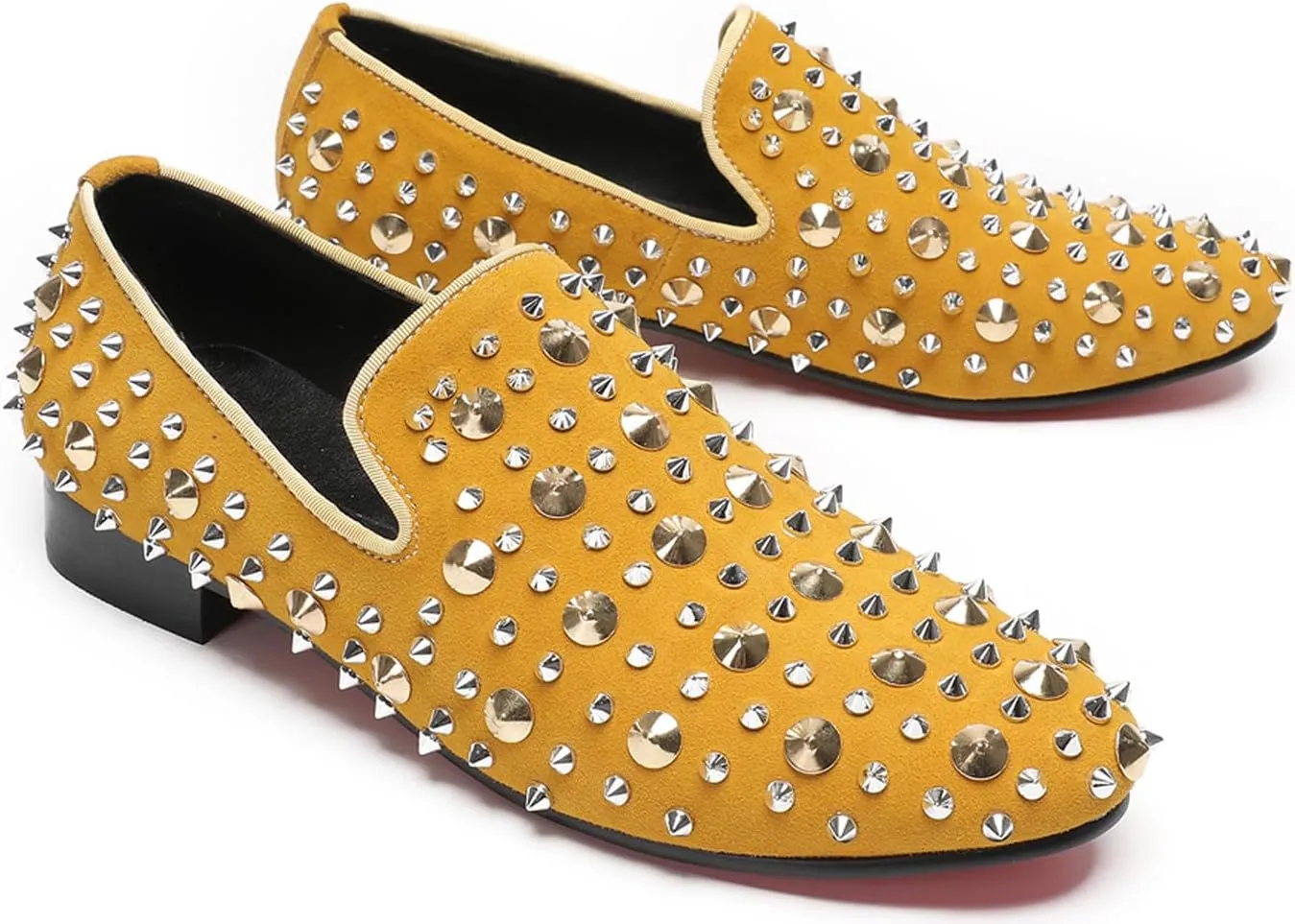 Santiomo Men's Rocker Suede Slip On Penny Loafers - Dress Casual Moccasins Western Shoes for Smoking Party Dsico Ballroom Bar Disco