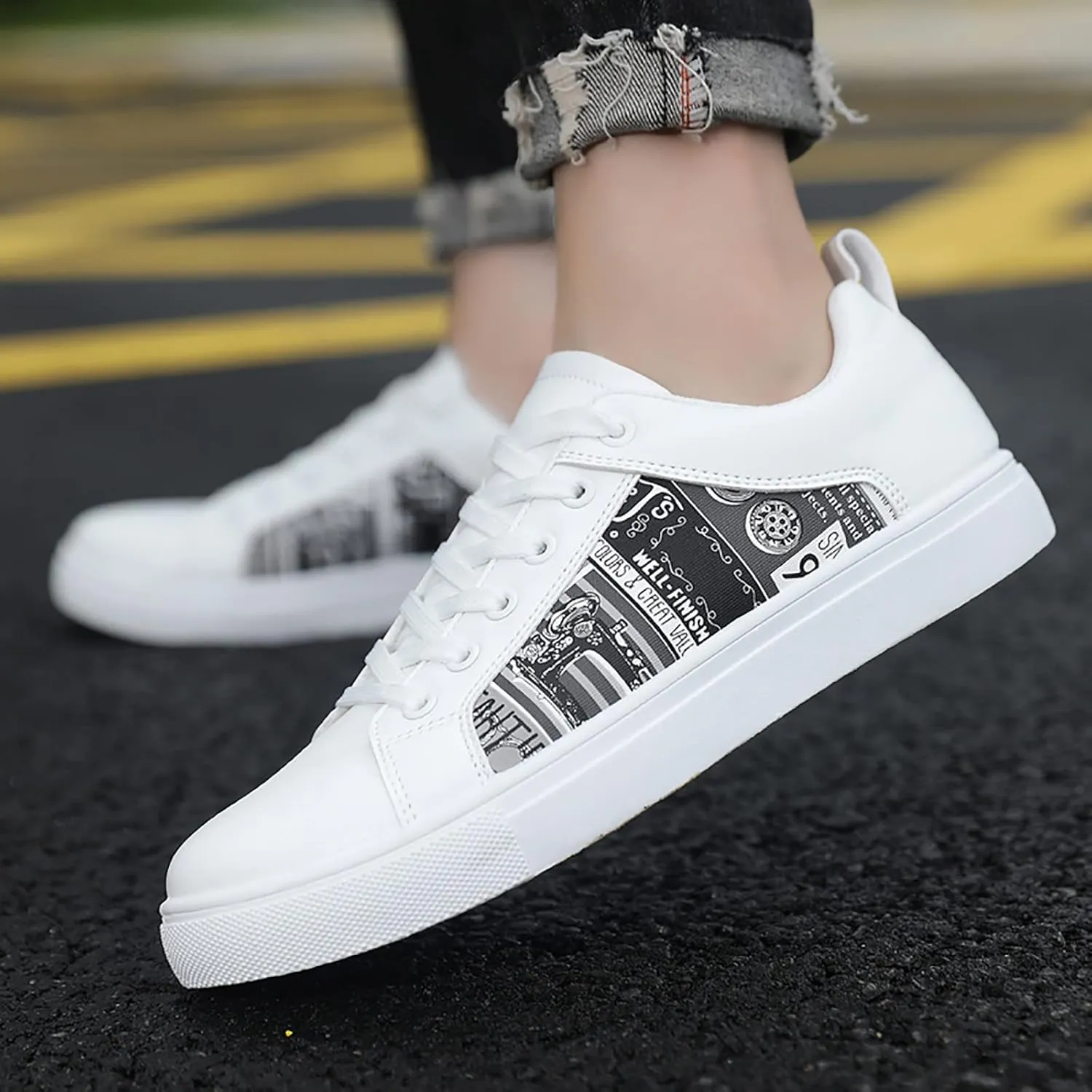 Slip On Casual Shoes Women's Sneakers in White in Wide Width Work Shoes Women Slip on Non Slip Low Top Casual Loafers for Women Dressy Womens White Sneakers