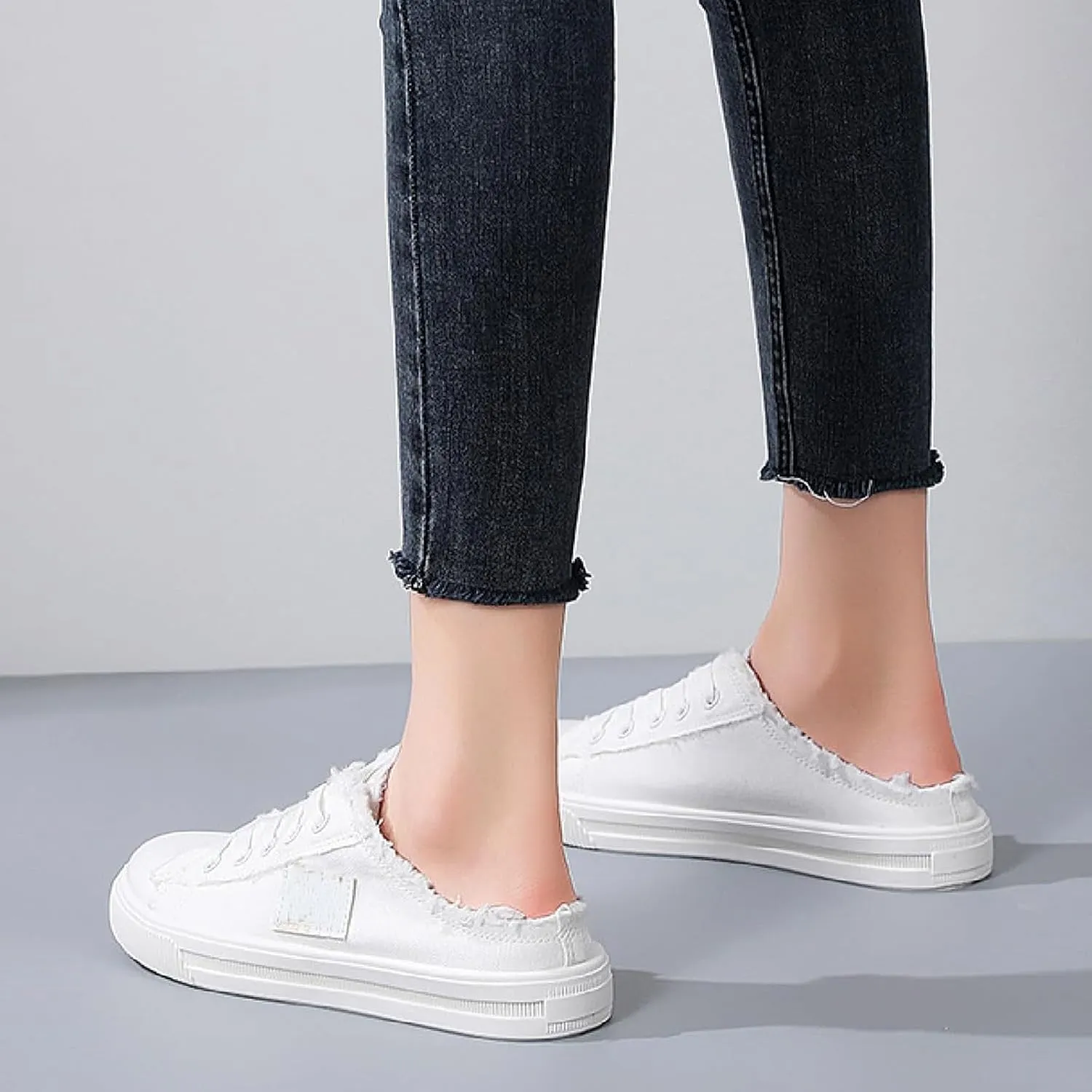 Slip On Sneakers Women Canvas Shoes Women's Mules & Clogs Fashion Comfortable Mules Womens Non Slip Loafers Casual Backless Shoes Slip On Shoe