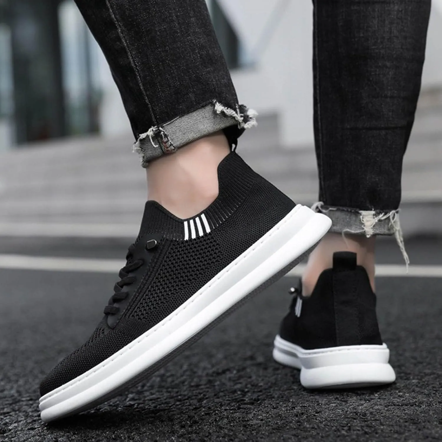 Sneakers Business Breathable Fashion Summer and Men Sneakers Fly Woven Mesh Breathable and Comfortable Slip On