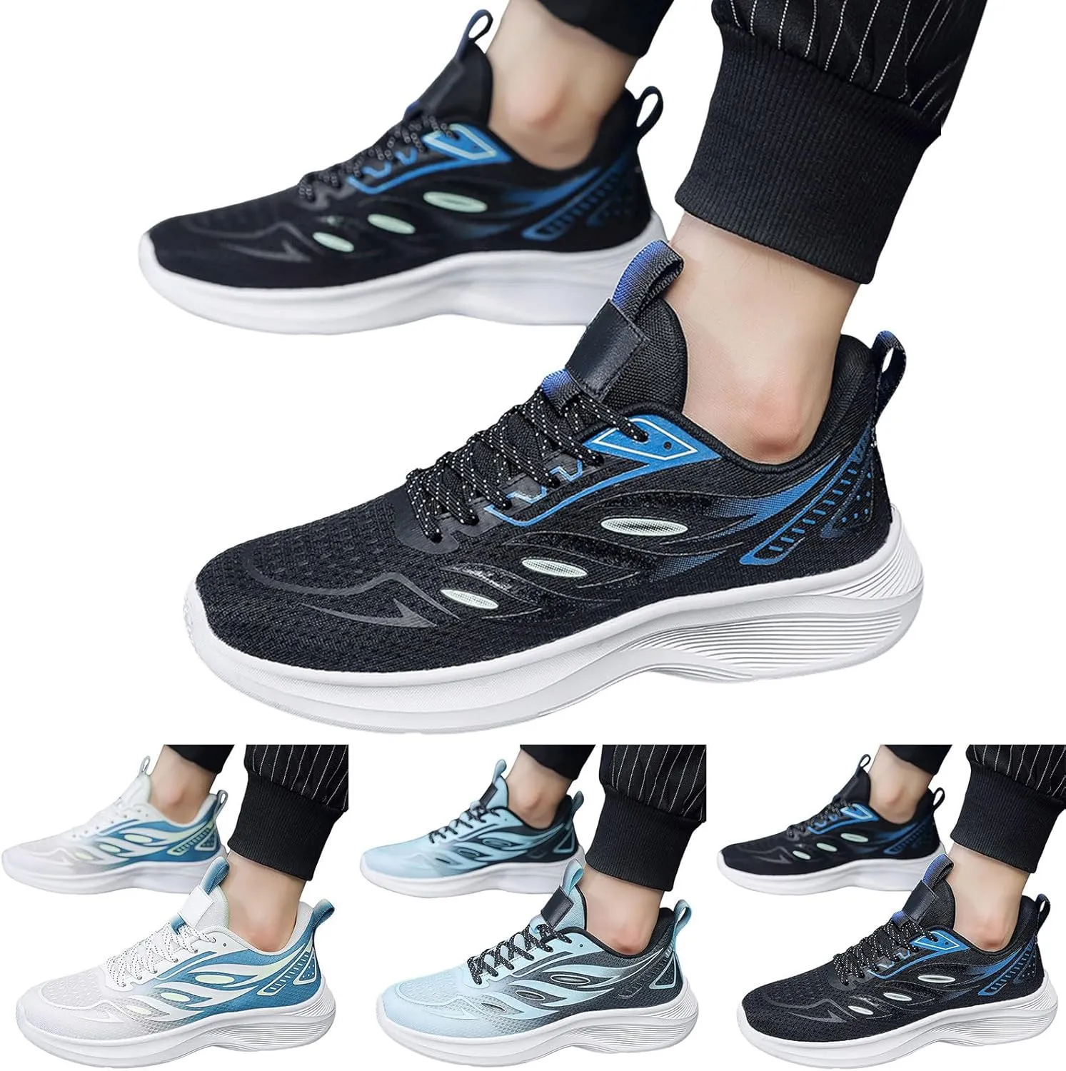 Sneakers Business Breathable Men Sports Shoes Fashionable New Pattern Minimalist Color Blocking Mesh Breathable