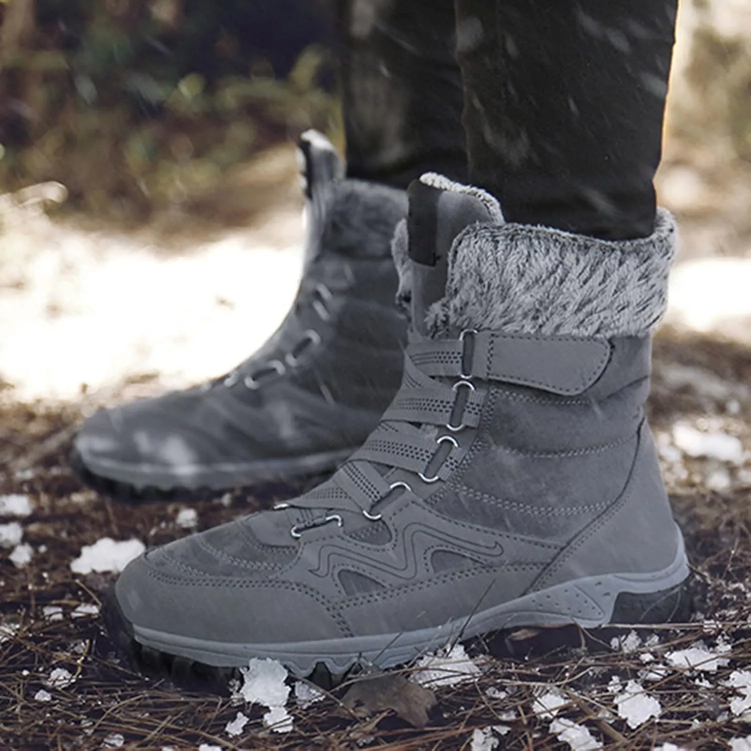 Snow Boots Hiking Men High Top Snow Boots Fashion Casual Women Snow Boots Winter Walking Shoes for Men