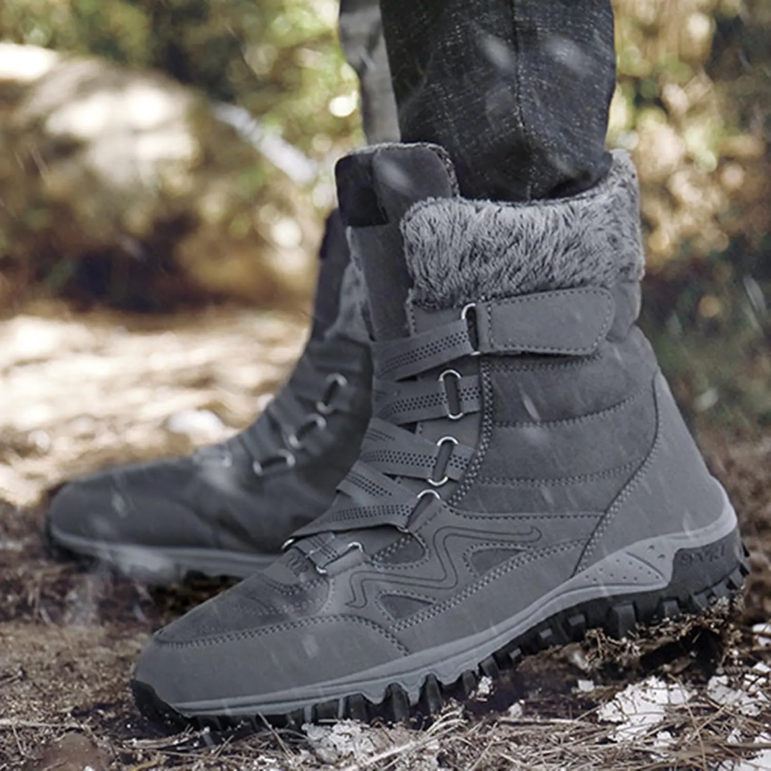 Snow Boots Hiking Men High Top Snow Boots Fashion Casual Women Snow Boots Winter Walking Shoes for Men
