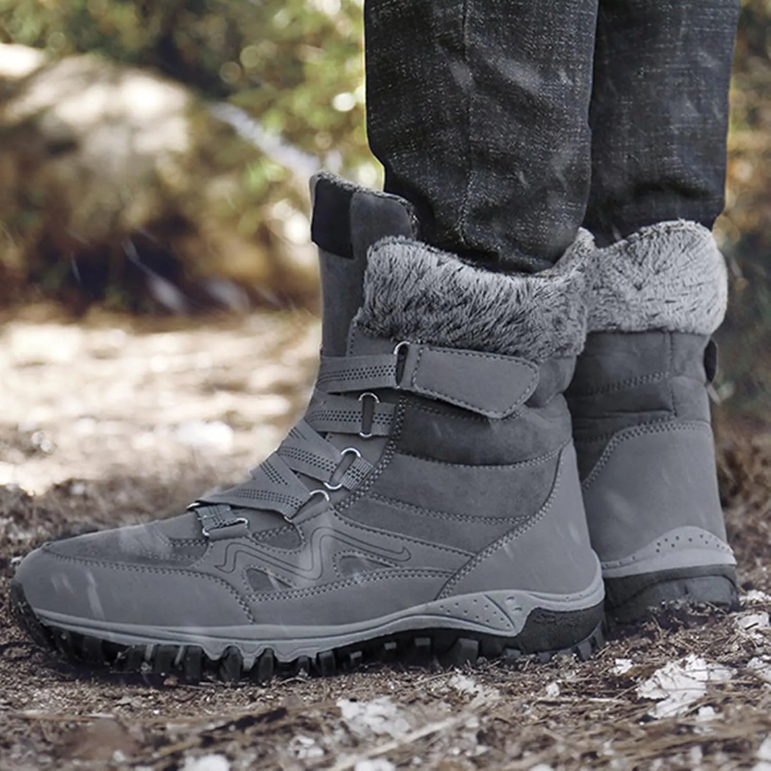 Snow Boots Hiking Men High Top Snow Boots Fashion Casual Women Snow Boots Winter Walking Shoes for Men