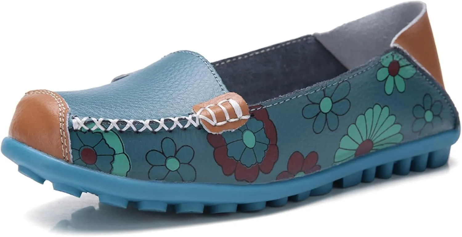 Sunporx Women's Comfortable Loafers Driving Moccasins Shoe Casual Flats Slip on Walking Breathable Non-Slip Office Work Shoe