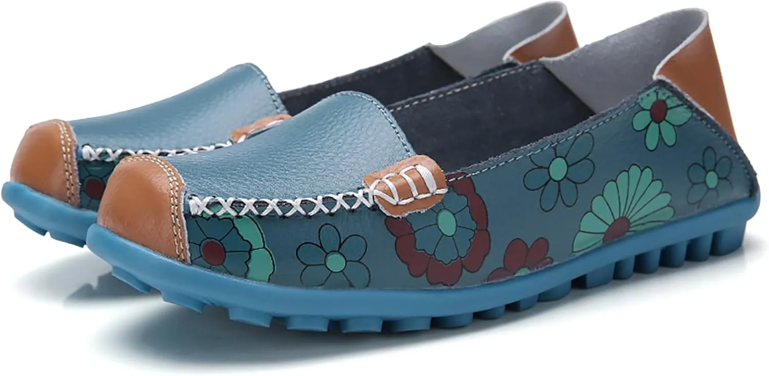 Sunporx Women's Comfortable Loafers Driving Moccasins Shoe Casual Flats Slip on Walking Breathable Non-Slip Office Work Shoe