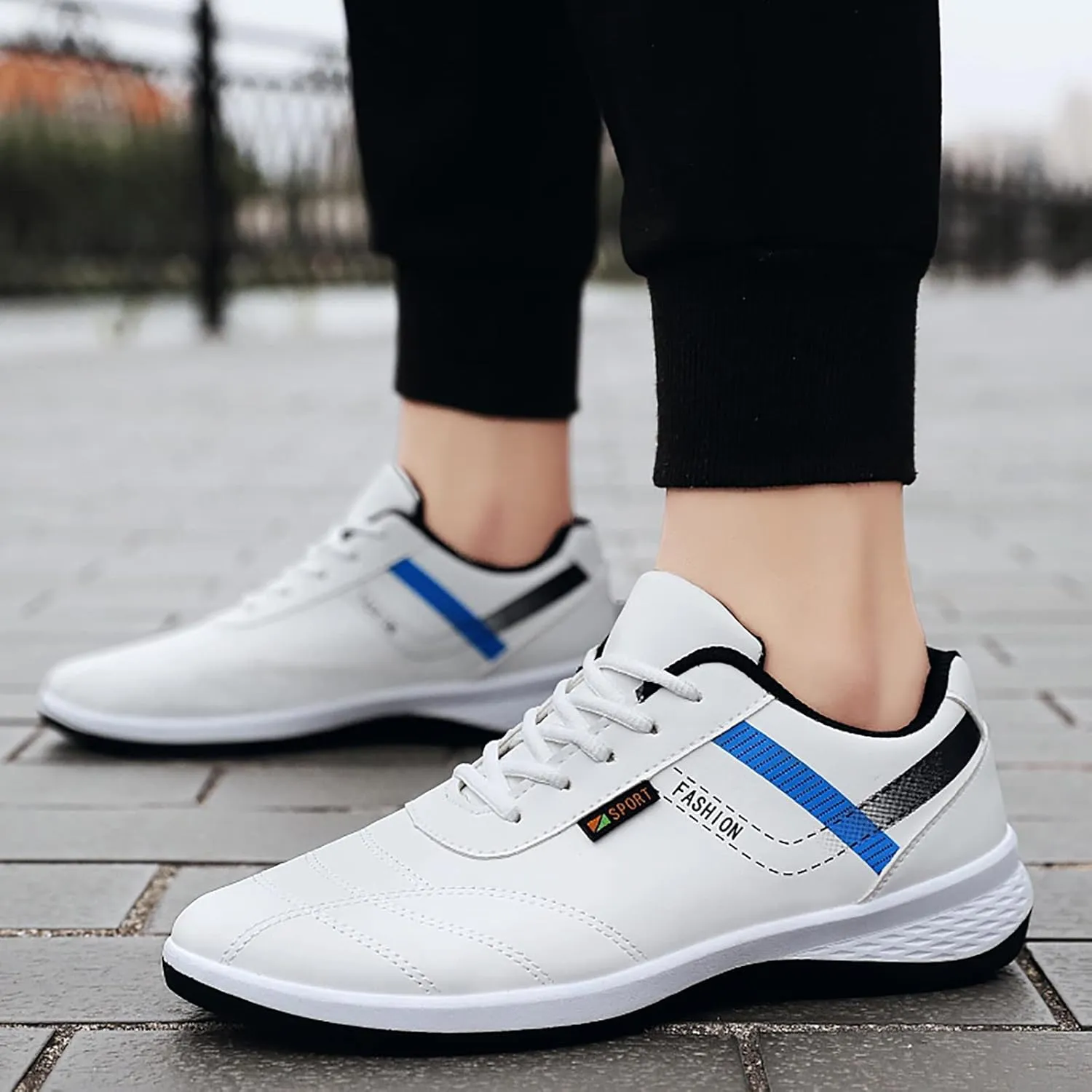 Tennis Walking Shoes Lace Up Sports Shoes for Men Fashion Casual for Walking Leather