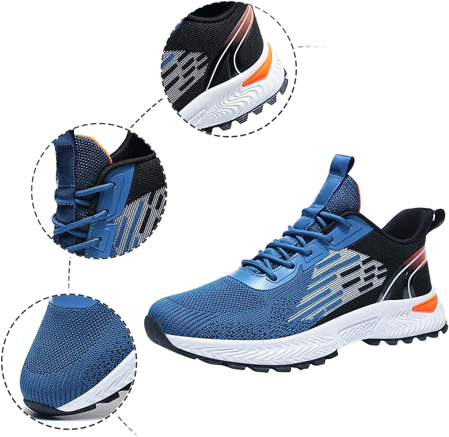 Tennis Walking Shoes Men Sports Shoes Fashionable New Pattern Color Blocking Mesh Fabric Breathable Comfortable Non Slip