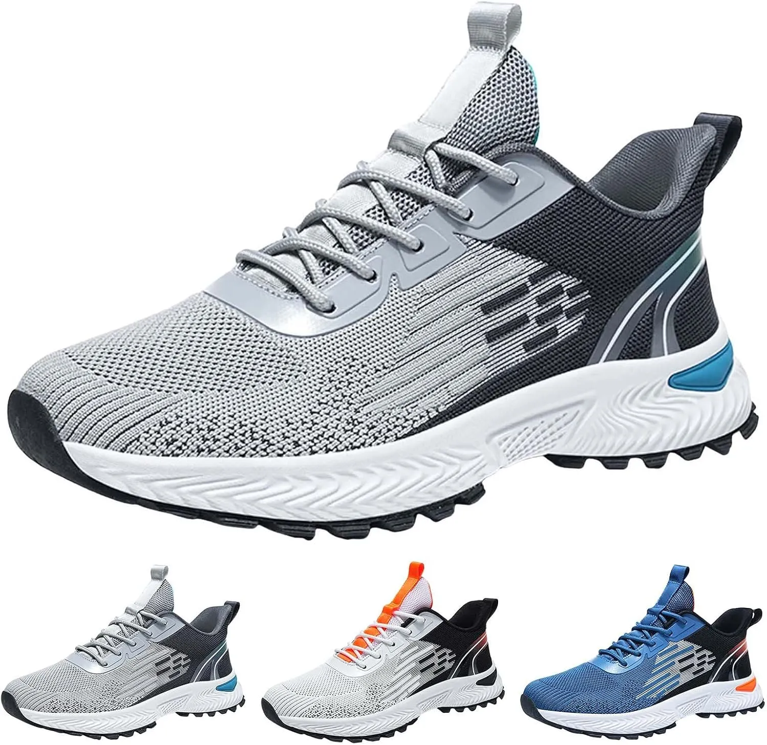 Tennis Walking Shoes Men Sports Shoes Fashionable New Pattern Color Blocking Mesh Fabric Breathable Comfortable Non Slip