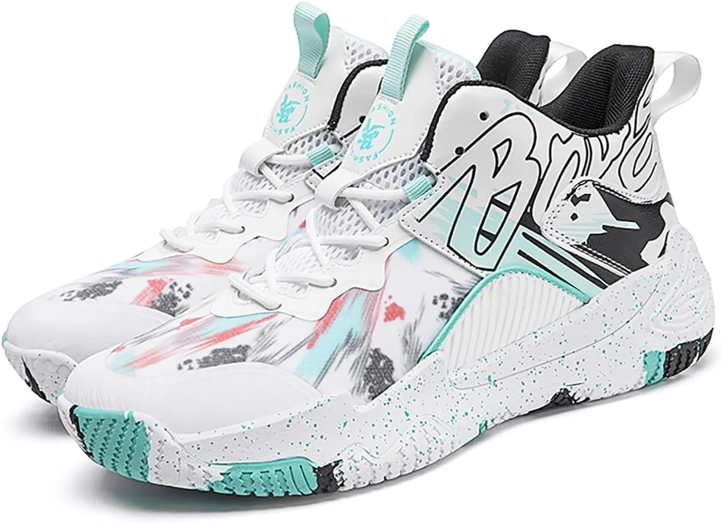 Unisex Fashionable Basketball Shoes Lightweight Breathable Anti Slip Color Blocked Style