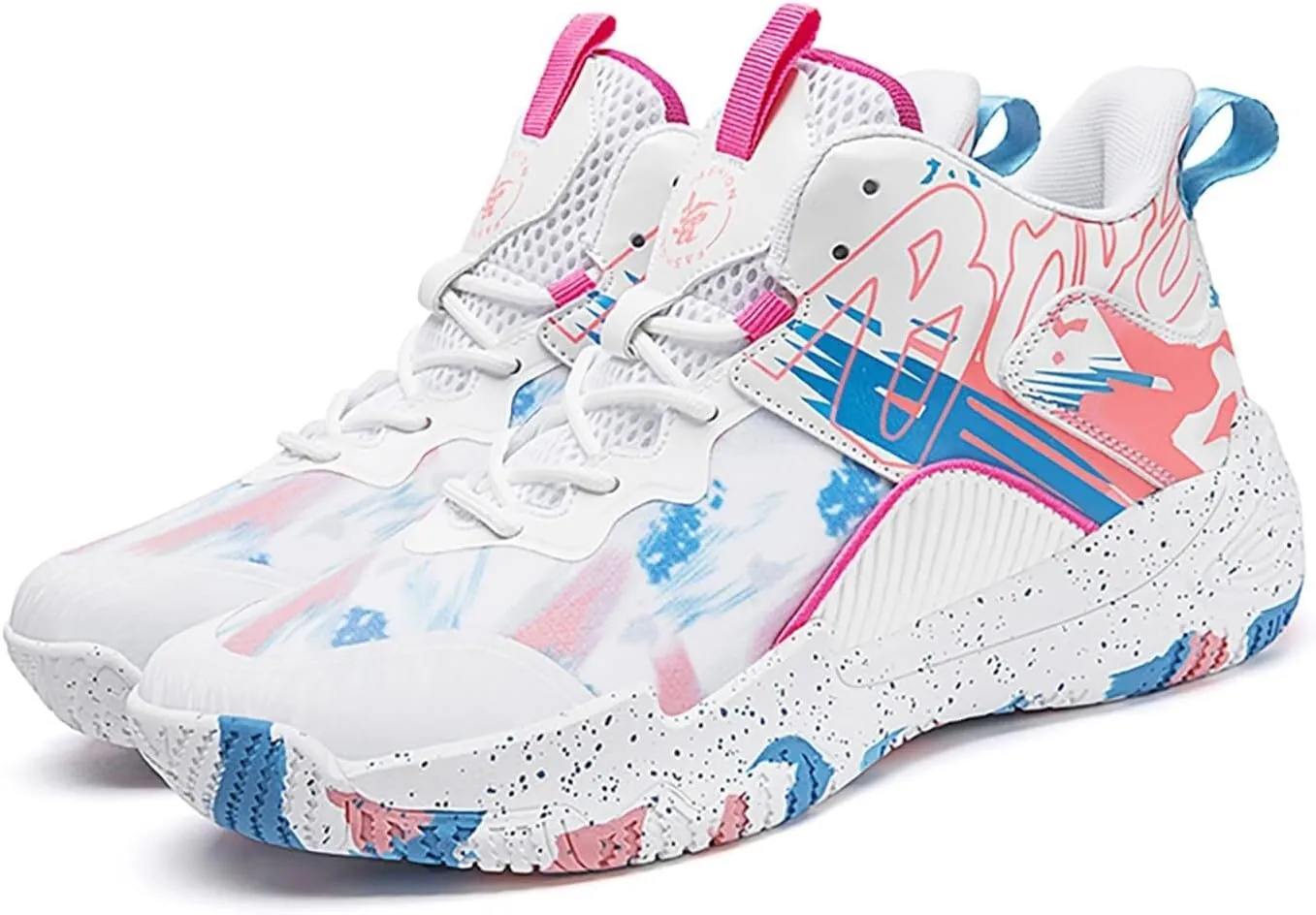Unisex Fashionable Basketball Shoes Lightweight Breathable Anti Slip Color Blocked Style