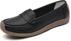 Veroders Classic Flats Loafer Shoes for Women Breathable Lightweight Flexible Leather Loafers