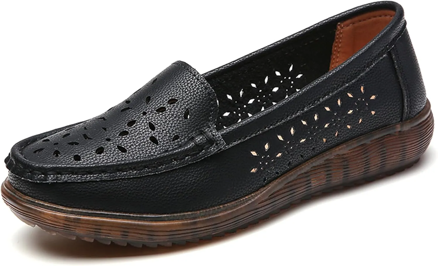 Veroders Classic Flats Loafer Shoes for Women Breathable Lightweight Flexible Leather Loafers