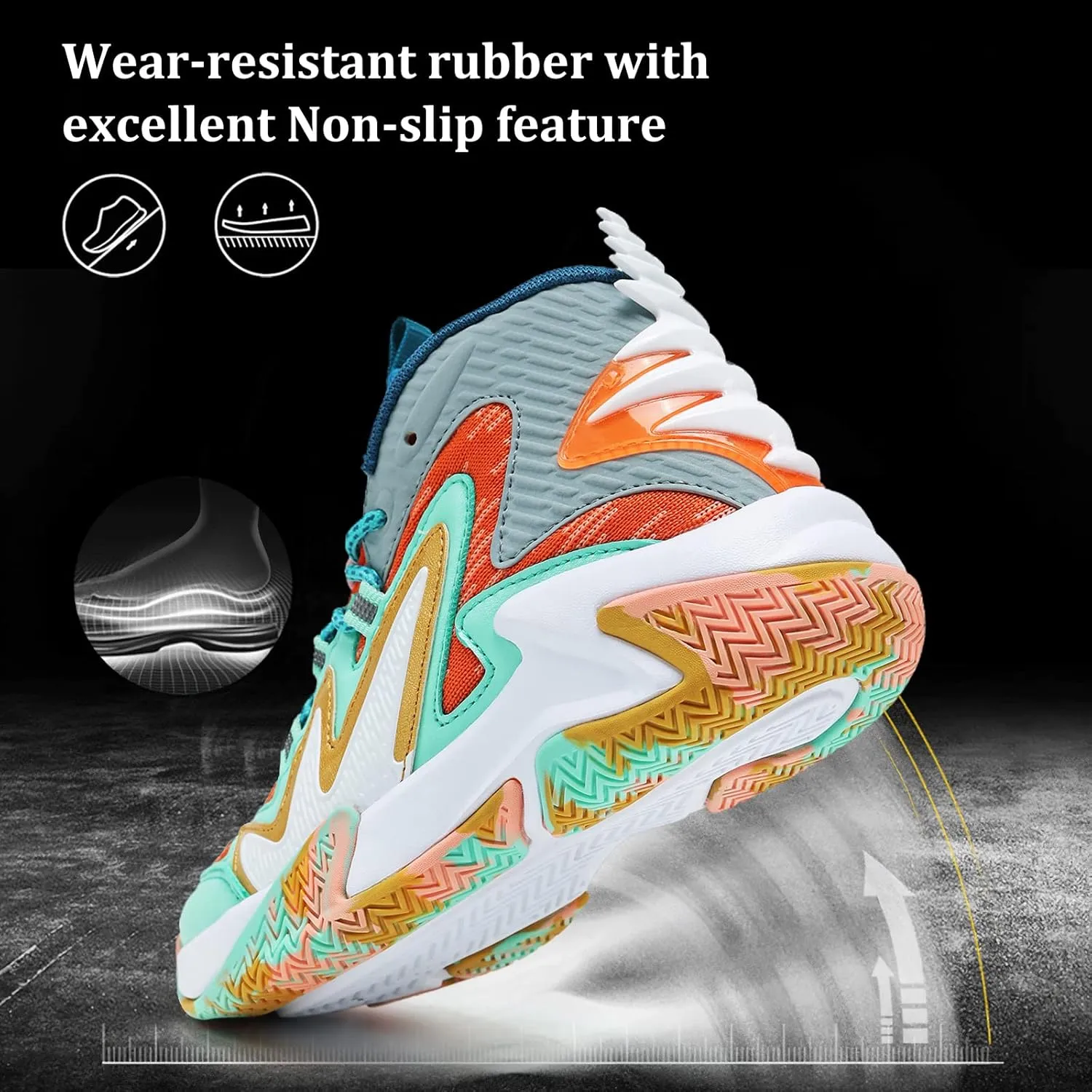 VITUOFLY Kids Basketball Shoes Boys Air Cushion Sneakers Girls Mid Top School Hoops Shoes Non-Slip Outdoor Sports Running Gym Comfortable Durable Little Kid/Big Kid