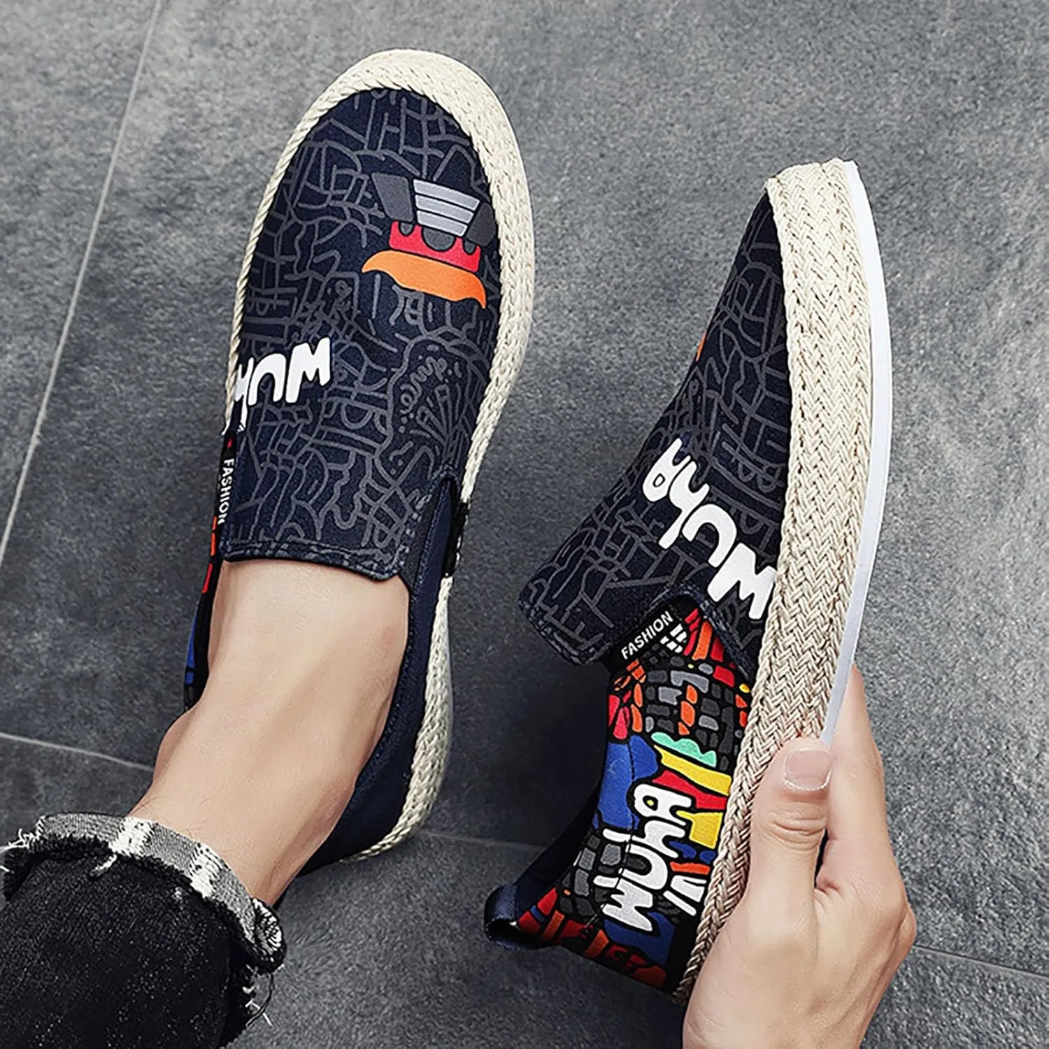 Walking Shoes Tennis Comfortable Canvas Men's Shoes Spring and Breathable Casual Flat Shoe Cover Wearing Linen Casual