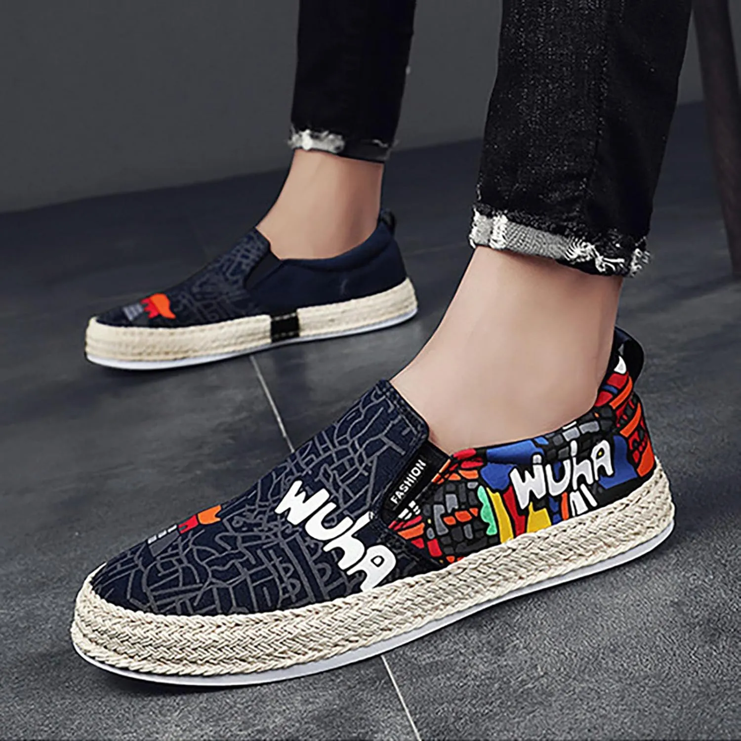 Walking Shoes Tennis Comfortable Canvas Men's Shoes Spring and Breathable Casual Flat Shoe Cover Wearing Linen Casual