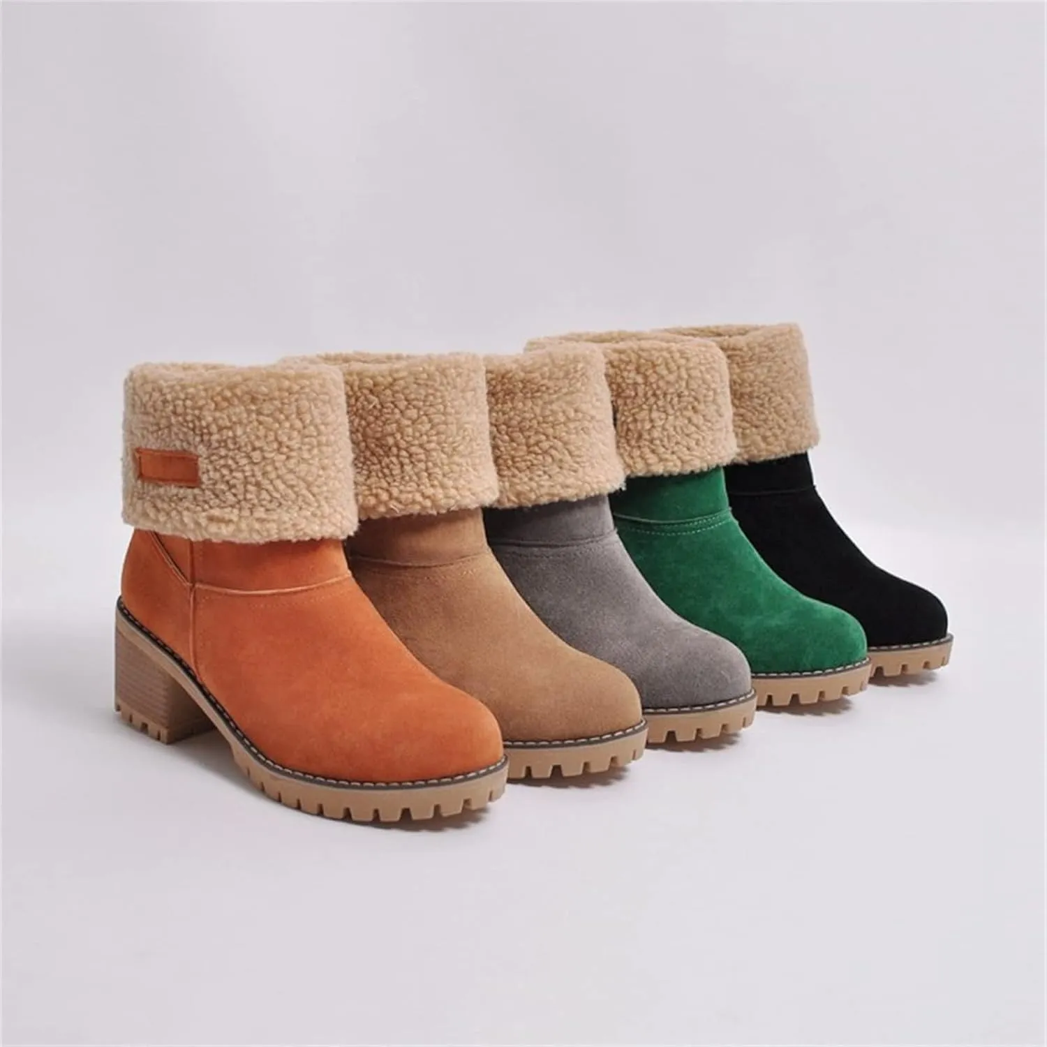Winter Boots For Women 2024 Snow Boots Mid Calf Anti-slip Outdoor Comfortable Warm Fur Lined Slip On Short Booties
