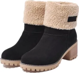 Winter Boots For Women 2024 Snow Boots Mid Calf Anti-slip Outdoor Comfortable Warm Fur Lined Slip On Short Booties
