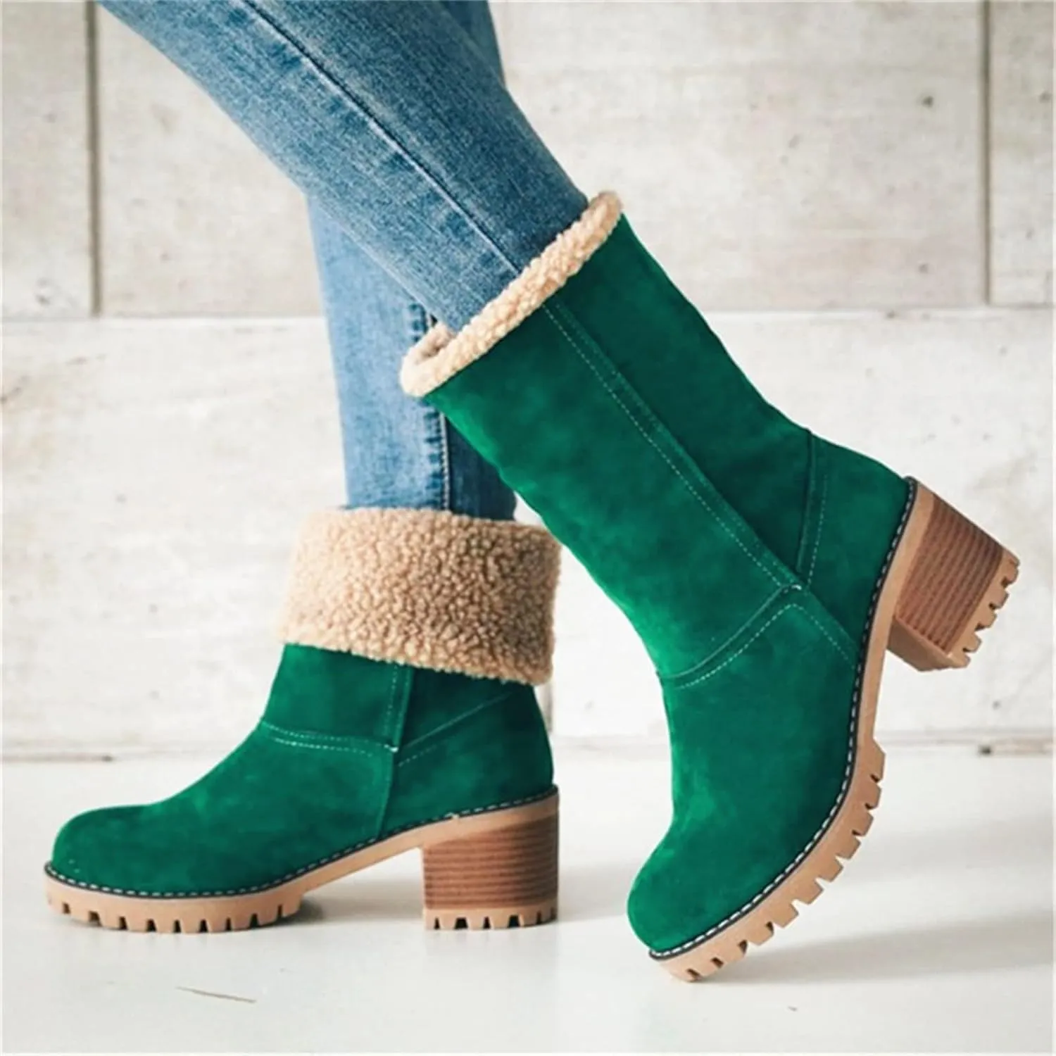 Winter Boots For Women 2024 Snow Boots Mid Calf Anti-slip Outdoor Comfortable Warm Fur Lined Slip On Short Booties