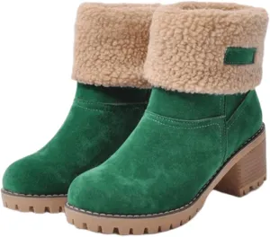 Winter Boots For Women 2024 Snow Boots Mid Calf Anti-slip Outdoor Comfortable Warm Fur Lined Slip On Short Booties