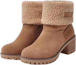 Winter Boots For Women 2024 Snow Boots Mid Calf Anti-slip Outdoor Comfortable Warm Fur Lined Slip On Short Booties