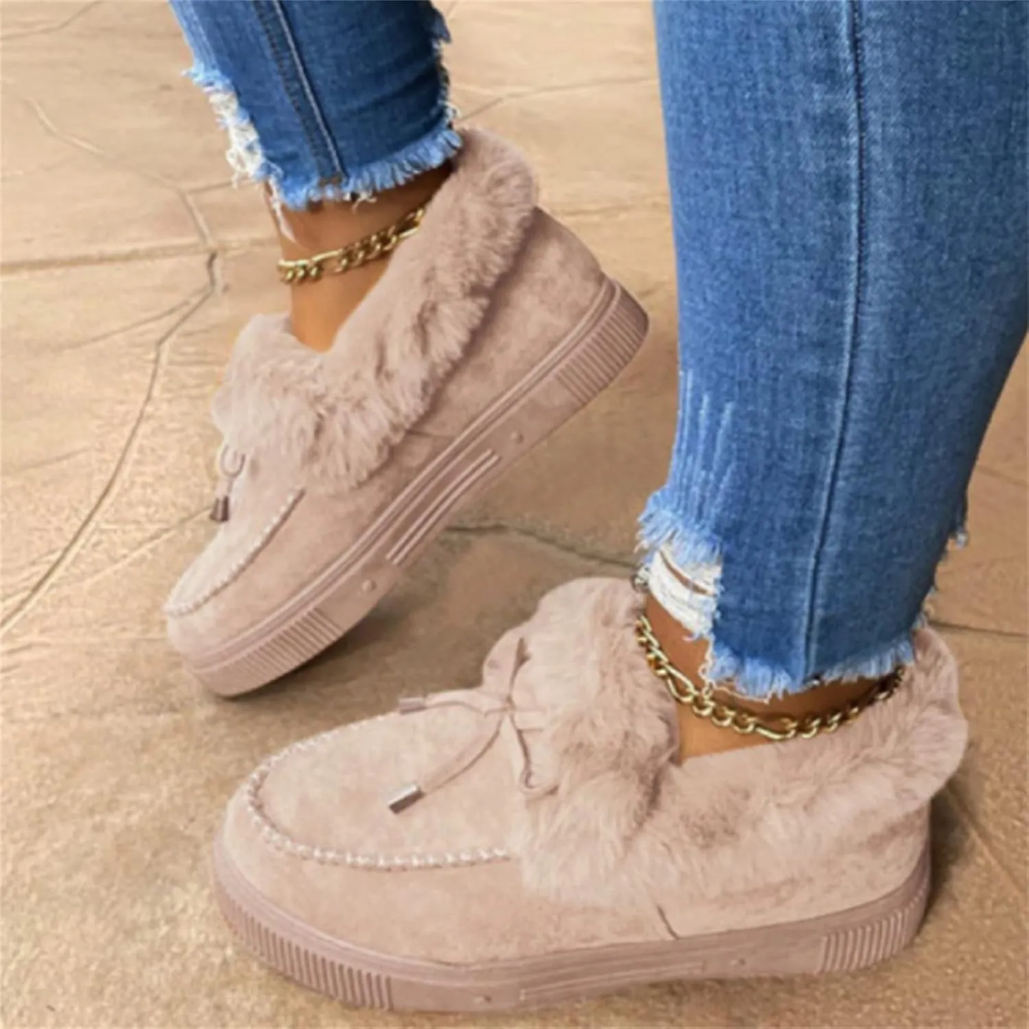 Winter Boots For Women 2024 Snow Boots Warm Ankle Booties Comfortable Slip On Outdoor Fur Lined Walking Loafers Shoes