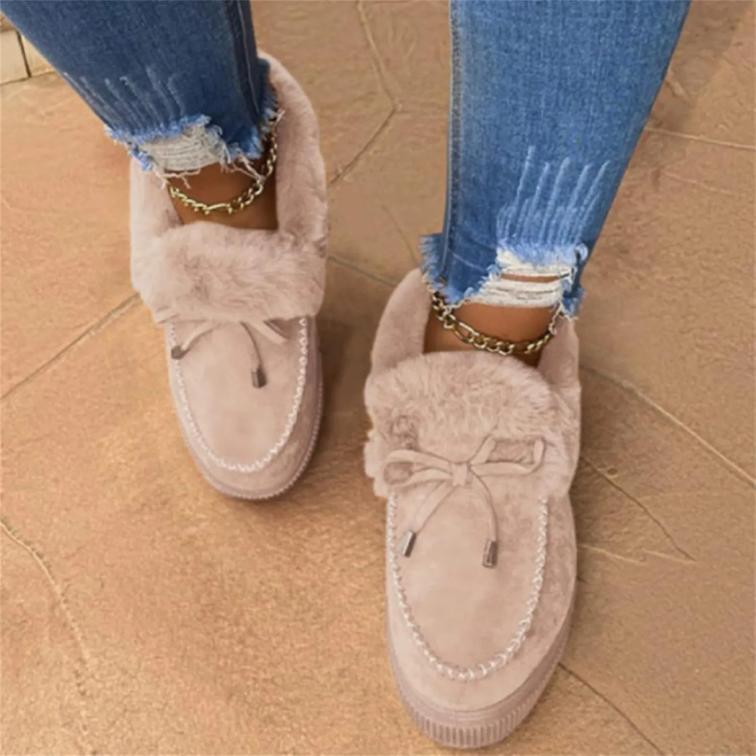 Winter Boots For Women 2024 Snow Boots Warm Ankle Booties Comfortable Slip On Outdoor Fur Lined Walking Loafers Shoes