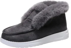 Winter Fashion Boots For Women 2024 Snow Boots Warm Ankle Booties Comfortable Slip On Outdoor Fur Lined Loafers Shoes
