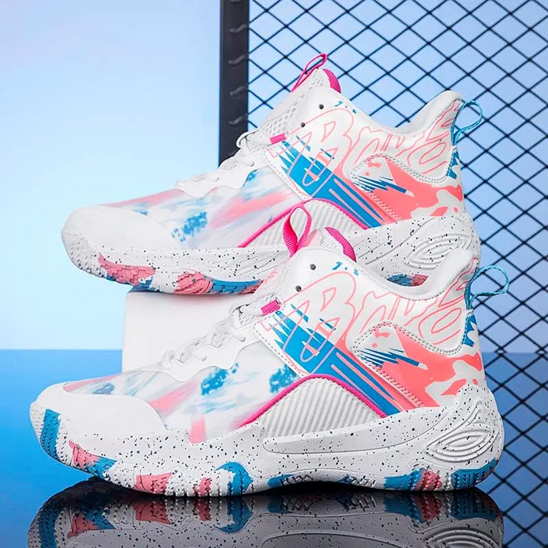 Women Men Basketball Shoes Fashion Unisex Outdoor Sneakers Colorful Painting Sport Shoes Breathable Non Slip Basketball Shoes