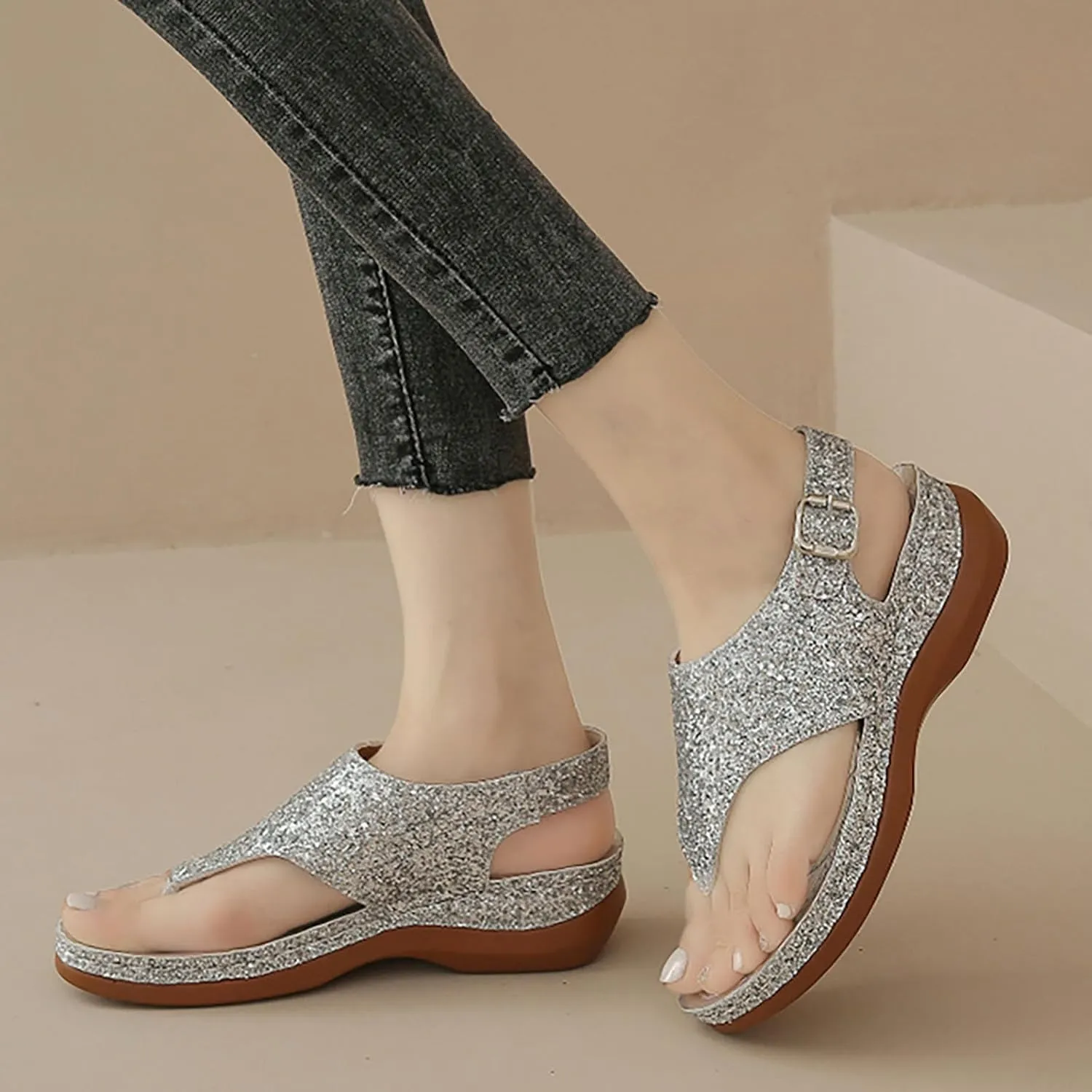 Women'S Beach Sandals Hollow Casual Slippers Flat Shoes Retro Sandals Women'S Rhinestone Sandals for Women Wedding