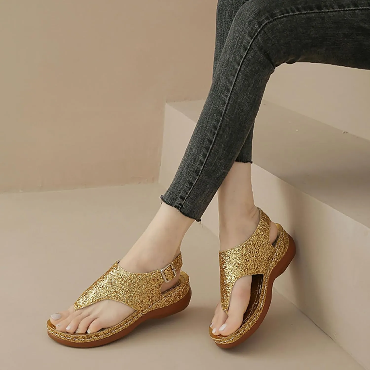 Women'S Beach Sandals Hollow Casual Slippers Flat Shoes Retro Sandals Women'S Rhinestone Sandals for Women Wedding