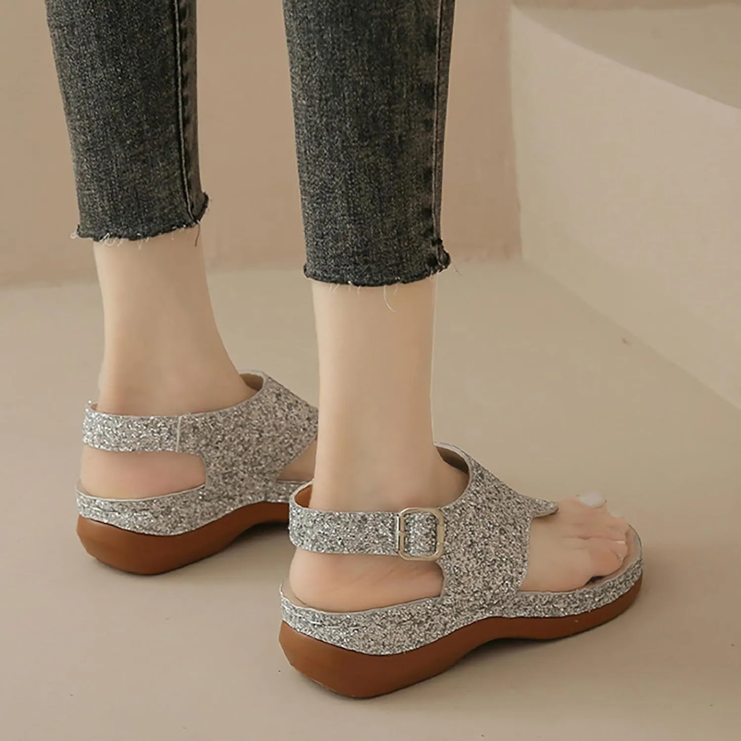 Women'S Beach Sandals Hollow Casual Slippers Flat Shoes Retro Sandals Women'S Rhinestone Sandals for Women Wedding