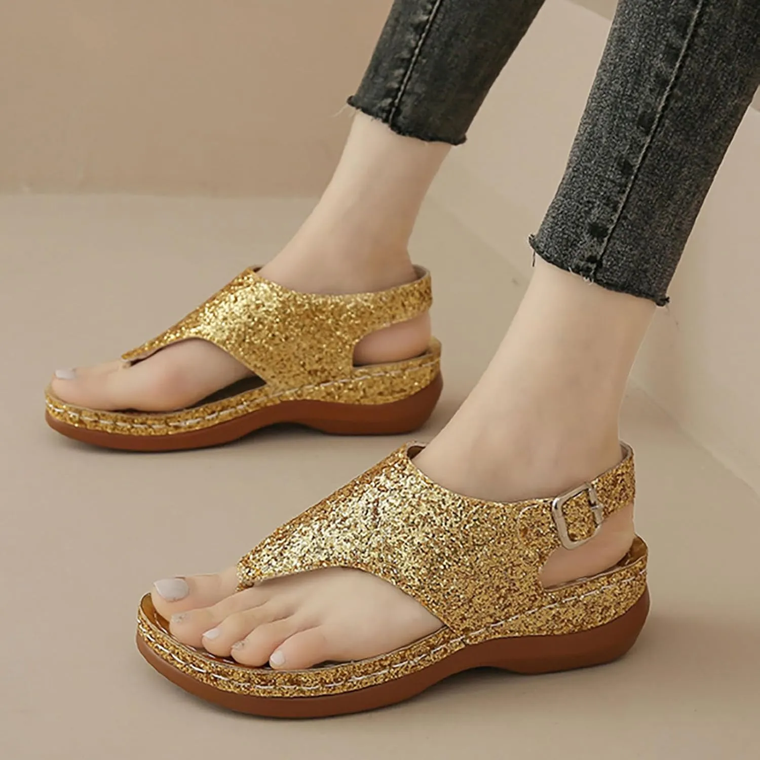 Women'S Beach Sandals Hollow Casual Slippers Flat Shoes Retro Sandals Women'S Rhinestone Sandals for Women Wedding