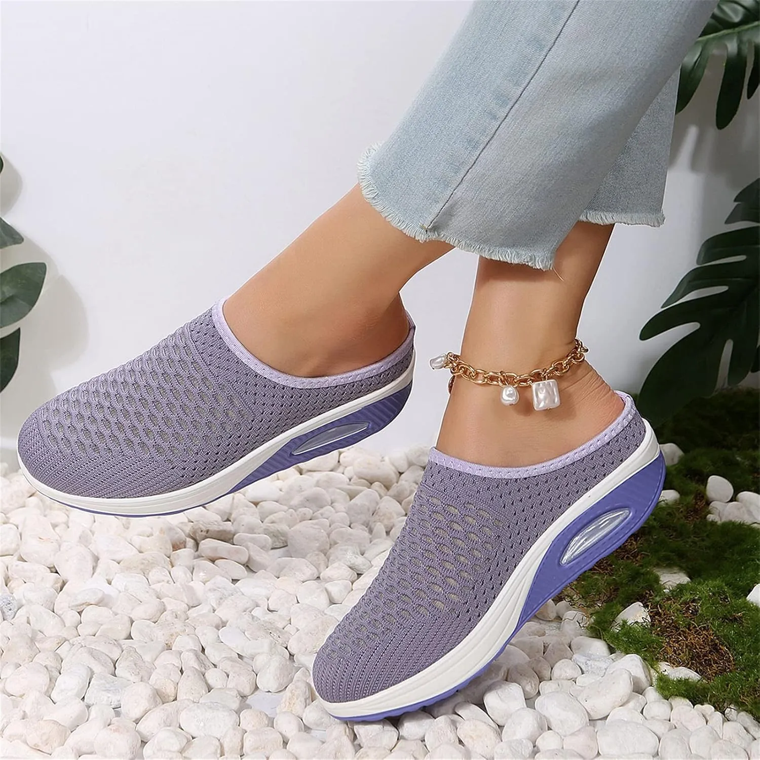 Women's Comfortable Casual Sneakers – Lightweight & Breathable Mesh Slip-On Walking Shoes, Easy to Wear, Soft Sole, Perfect for Work, Travel & Everyday Use