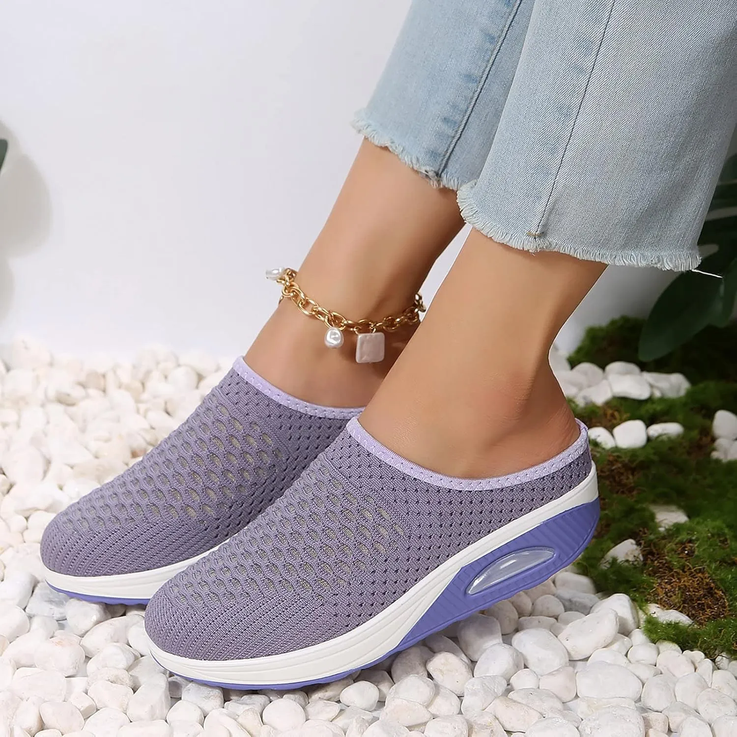 Women's Comfortable Casual Sneakers – Lightweight & Breathable Mesh Slip-On Walking Shoes, Easy to Wear, Soft Sole, Perfect for Work, Travel & Everyday Use